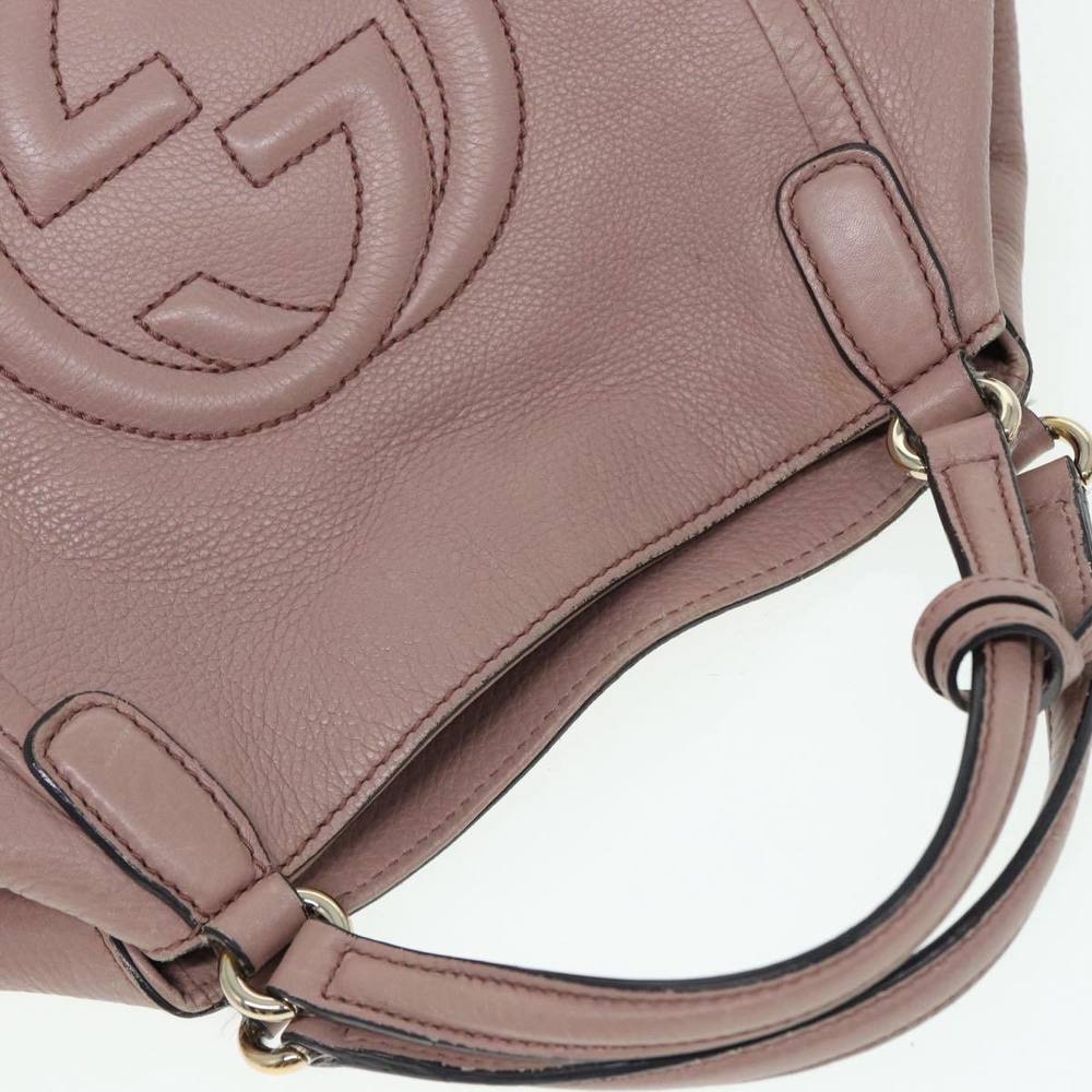 GUCCI Soho Hand Bag Leather 2way Gold Pink 336751 Auth am6760 - Picture 6 of 16